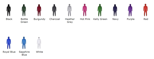 Onesie Colour Chart